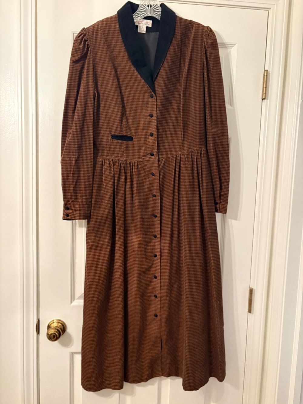 Talbots corduroy dress, size 10. tan and black